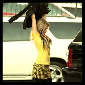 Abbey Dawn Yellow Plaid Skirt